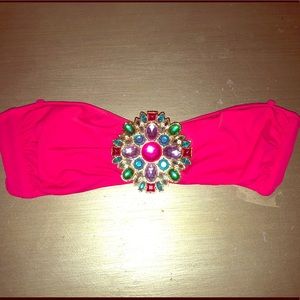 Victoria’s Secret strapless pink swim top